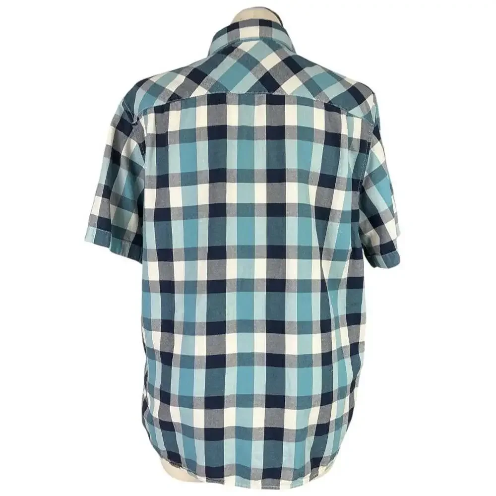 The North Face Gardello Shirt Mens Xl Blue White Plaid Short Sleeve Button Up